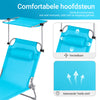 SoBuy Opvouwbare Ligstoel met Verstelbare Luifel, Tuinligstoel met 4 Ligposities, Lounge stoel, Zonnekap, voor Zwembad, Tuin, Patio, Kamperen, Strand, Camping, Blauw, OGS48-B