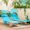 SoBuy Set van 2 Opvouwbare Ligstoelen, Verstelbare Lounge Stoelen met Luifel & 4 Standen - UV-Beschermende Zonnekap, Voor Zwembad, Camping en Buitenleven,Blauw, OGS48-Bx2