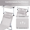 SoBuy Opvouwbare Ligstoel met Verstelbare Luifel, Tuinligstoel met 4 Ligposities, Lounge stoel, Zonnekap, voor Zwembad, Tuin, Patio, Kamperen, Strand, Camping, Beige, OGS48-MI