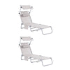 SoBuy OGS48-MIx2 Set van 2 Opvouwbare Ligstoelen, Verstelbare Lounge Stoelen met Luifel & 4 Standen - UV-Beschermende Zonnekap, Voor Zwembad, Camping en Buitenleven, Beige