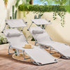 SoBuy OGS48-MIx2 Set van 2 Opvouwbare Ligstoelen, Verstelbare Lounge Stoelen met Luifel & 4 Standen - UV-Beschermende Zonnekap, Voor Zwembad, Camping en Buitenleven, Beige