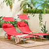 SoBuy Opvouwbare Ligstoel met Verstelbare Luifel, Tuinligstoel met 4 Ligposities, Lounge stoel, Zonnekap, voor Zwembad, Tuin, Patio, Kamperen, Strand, Camping, Rood,OGS48-R