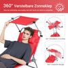 SoBuy Opvouwbare Ligstoel met Verstelbare Luifel, Tuinligstoel met 4 Ligposities, Lounge stoel, Zonnekap, voor Zwembad, Tuin, Patio, Kamperen, Strand, Camping, Rood,OGS48-R