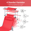 SoBuy Opvouwbare Ligstoel met Verstelbare Luifel, Tuinligstoel met 4 Ligposities, Lounge stoel, Zonnekap, voor Zwembad, Tuin, Patio, Kamperen, Strand, Camping, Rood,OGS48-R