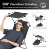 SoBuy Opvouwbare Ligstoel met Verstelbare Luifel, Tuinligstoel met 4 Ligposities, Lounge stoel, Zonnekap, voor Zwembad, Tuin, Patio, Kamperen, Strand, Camping, Zwart,OGS48-SCH
