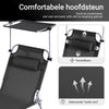 SoBuy Opvouwbare Ligstoel met Verstelbare Luifel, Tuinligstoel met 4 Ligposities, Lounge stoel, Zonnekap, voor Zwembad, Tuin, Patio, Kamperen, Strand, Camping, Zwart,OGS48-SCH