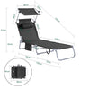 SoBuy Set van 2 Opvouwbare Ligstoelen, Verstelbare Lounge Stoelen met Luifel & 4 Standen - UV-Beschermende Zonnekap, Voor Zwembad, Camping en Buitenleven,Zwart, OGS48-SCHx2