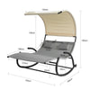 SoBuy OGS50-HG Schommelstoel voor 2 personen | Ligstoel met wielen | Tuinligstoel met Zonnedak | Rocking Sun Lounger | Grijs