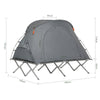 SoBuy opvouwbaar campingbedje voor 2 personen, aluminium opvouwbaar campingbedje, kampeerreis met dak, slaapzak, opblaasbare matras, draagtas en accessoires, max. belasting 300 kg, OGS60-L-HG
