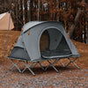 SoBuy opvouwbaar campingbedje voor 2 personen, aluminium opvouwbaar campingbedje, kampeerreis met dak, slaapzak, opblaasbare matras, draagtas en accessoires, max. belasting 300 kg, OGS60-L-HG