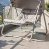 SoBuy OGS62-MI Schommelstoel met verstelbare parasol voor tuin en balkon, hangmat en tuinschommel voor buiten, beige, 108 x 126 x 163 cm