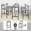 SoBuy OGT14-HG Bartafelset 5-delige Bartafel Tafel met 4 Krukken Tuinset Eettafel Bistrotafel met 4 Stoelen - Cementeffect