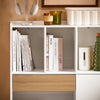 SoBuy STR11-WN Boekenkast met lade, kantoren, klein bureau met opbergplanken