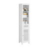 SoBuy BZR36-W Badkamerkast Hoge kast Opbergkast Badkamer Kolomkast met 1 Poly Rotan Deur, 1 Lade en 3 Planken