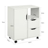 SoBuy FBT105-W Rolling Printer Stand Organizer Mobiel Kantoor Voetstuk met Laden en Deur