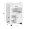 SoBuy FBT106-W Ondersteuning Imprimante Roulant Bureau Mobile Caisson Meuble de Rangement Bureau avec tiroir et porte