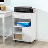 SoBuy FBT106-W Ondersteuning Imprimante Roulant Bureau Mobile Caisson Meuble de Rangement Bureau avec tiroir et porte