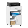 SoBuy FBT106-W Ondersteuning Imprimante Roulant Bureau Mobile Caisson Meuble de Rangement Bureau avec tiroir et porte