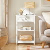 SoBuy FBT46-W Bijzettafel nachtkastje salontafel Voor de slaapkamer in wit met een lade