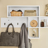 SoBuy FHK17-W Kapstok Wandplank Hal Kapstokken Hangplank Garderobe met 5 vakken en 4 haken Wit