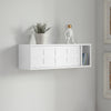 SoBuy FHK18-W Wandkast - Stijlvolle Muur Plank met 2 Deuren - Voor Woonkamer, Keuken, Badkamer, en Hal - 75x20x23 cm