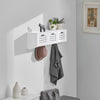 Pre-order SoBuy FHK19-W Kapstok Wandplank Hal Kapstokhaken Hangplank Garderobe met 3 Manden en 4 Haken