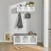 Pre-order SoBuy FHK19-W Kapstok Wandplank Hal Kapstokhaken Hangplank Garderobe met 3 Manden en 4 Haken