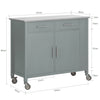 SoBuy FKW108-HG Rolling Trolley Keuken Trolley Opbergkast op Wielen Multifunctioneel Buffet met Zijplank, Deuren en Lades RVS Lade