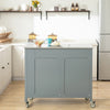 SoBuy FKW108-HG Rolling Trolley Keuken Trolley Opbergkast op Wielen Multifunctioneel Buffet met Zijplank, Deuren en Lades RVS Lade