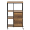 SoBuy FKW111-PF Mobiele Keuken Trolley met Lades en Opbergruimte - Vintage Houten en Zwart Metaal Industriële Keukenkast, 89x53x37 cm