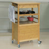 SoBuy FKW53-N Keukentrolly Opbergtrolley Zwenkwielen Theekar met flessenrek Serveerwagen