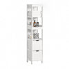 SoBuy FRG126-W Badkamer Kolomkast met 4 Planken en 2 Lade’s, 30x30x144 cm, Wit – Ruimtebesparend en Elegant