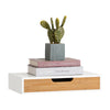 SoBuy FRG92-WN Zwevende plank wit Hangende lade Wandplank bamboe Boekenplanken