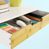 SoBuy FRG92-WN Zwevende plank wit Hangende lade Wandplank bamboe Boekenplanken