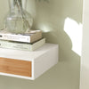 Pre-order SoBuy FRG93-WN Zwevende plank wit Hangende lade Wandplank bamboe Boekenplanken