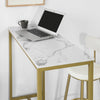 SoBuy FSB34-G Bartafel met Marmeren Effect Hoge Bartafel Hoge Bar Eettafel Keuken 100x40x106 cm - Goud