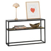 SoBuy FSB43-SCH Consoletafel met glazen oppervlak Metalen haltafel Decoratieve bijzettafel