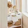 SoBuy FSB51-W Console Tafel, Haltafel, Bijzettafel, Sidetable met 3 Laden en 1 Plank