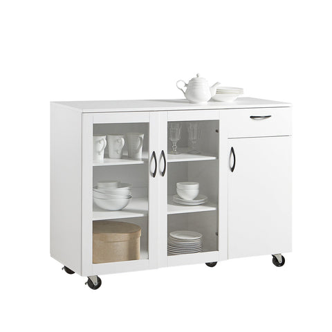 SoBuy FSB57-W dressoir op wieltjes, keukentrolley, keukenkast, rolwagen, opbergkast, keukenkast, keukentrolley