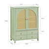 SoBuy FSB72-GR Ingangmeubel 4 Lades & 2 Deuren, 50kg, Poly Rattan, 5 Verstelbare Planken, 68x33x98cm – Grijs