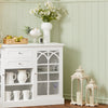 SoBuy FSB79-W Dressoir Ladekast Keukenkast met 2 Glazen Deuren, 2 Lades en 2 Planken, Opbergkast