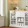 SoBuy FSB79-W Dressoir Ladekast Keukenkast met 2 Glazen Deuren, 2 Lades en 2 Planken, Opbergkast