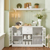 SoBuy FSB79-W Dressoir Ladekast Keukenkast met 2 Glazen Deuren, 2 Lades en 2 Planken, Opbergkast