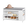 SoBuy FSR105-W Schoenenbank met kussen, Schoenenrek met zitbank, Schoenenkast - met 1 klep en 1 open plank