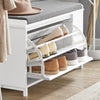 SoBuy FSR105-W Schoenenbank met kussen, Schoenenrek met zitbank, Schoenenkast - met 1 klep en 1 open plank