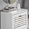 SoBuy FSR108-W Schoenenkast met 3 Kleppen en Zijkapstokken – Moderne Witte Schoenenkast voor de Hal – Ruimtebesparende Schoenenopbergkast 55x30x112 cm