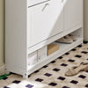 Pre-order SoBuy FSR114-W Schoenenkast, Schoenenrek, Opbergkast, met 2 Kleppen, 1 Deur en 1 Open Compartiment, perfect voor smalle gangen, woonkamer, slaapkamer