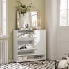 Pre-order SoBuy FSR114-W Schoenenkast, Schoenenrek, Opbergkast, met 2 Kleppen, 1 Deur en 1 Open Compartiment, perfect voor smalle gangen, woonkamer, slaapkamer