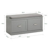 SoBuy FSR131-HG Schoenenbank voor Hal, Opbergbank met Kussen en 2 Deuren, Schoenenopberger voor Hal, Slaapkamer, Grijs, 90x34x46 cm