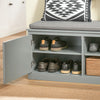 SoBuy FSR131-HG Schoenenbank voor Hal, Opbergbank met Kussen en 2 Deuren, Schoenenopberger voor Hal, Slaapkamer, Grijs, 90x34x46 cm